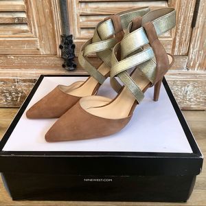 {Nine West} Suede Stretch Strap Heels